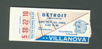 Detroit vs Villanova Ticket Stub 10-10-1964 142221