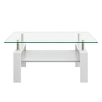 Modern Rectangular Coffee Table With Tempered Transparent
