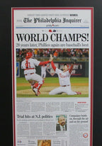 2008 Philadelphia Inquirer "World Champs" Phillies Print Framed Newspaper 136621