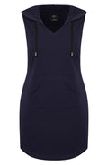 City Chic Navy Sleeveless Stretch Cotton Hoodie Dress