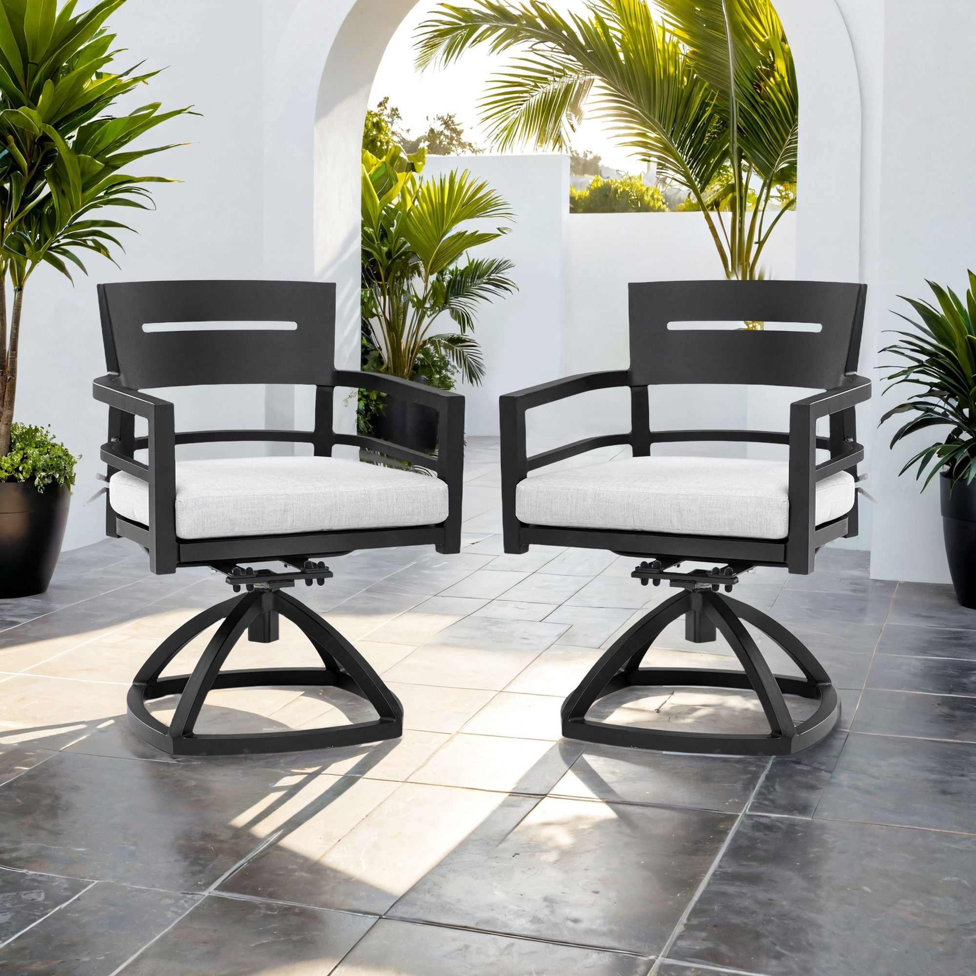 Outdoor Patio Swivel Rocker With (Set of 2) - Ember Black