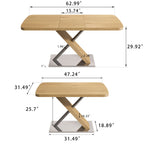 Retractable Square Dining Table, Seating 4 - 6 People - Natural