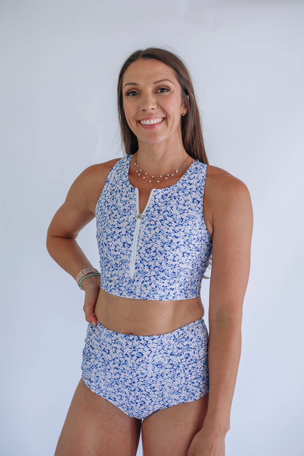 Crop Zip Up Breastfeeding Swimsuit Top 2026