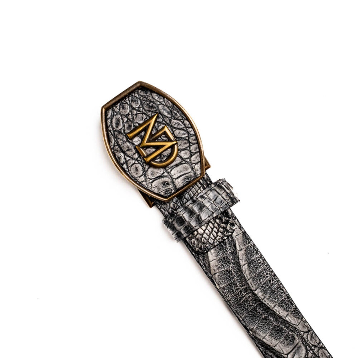 Iowa // Caiman Leather Belt // Stone Gray