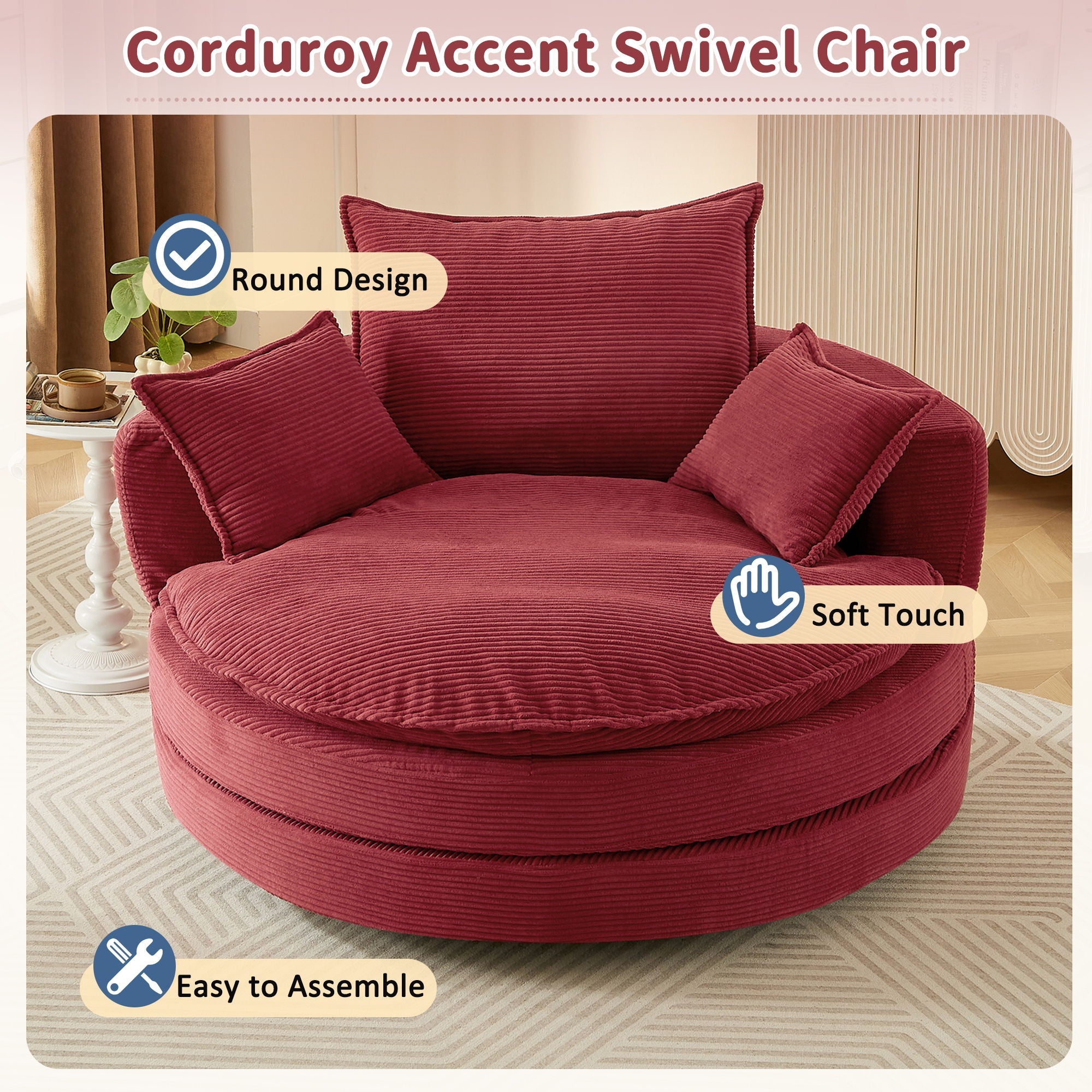 360° Swivel Accent Barrel Chair