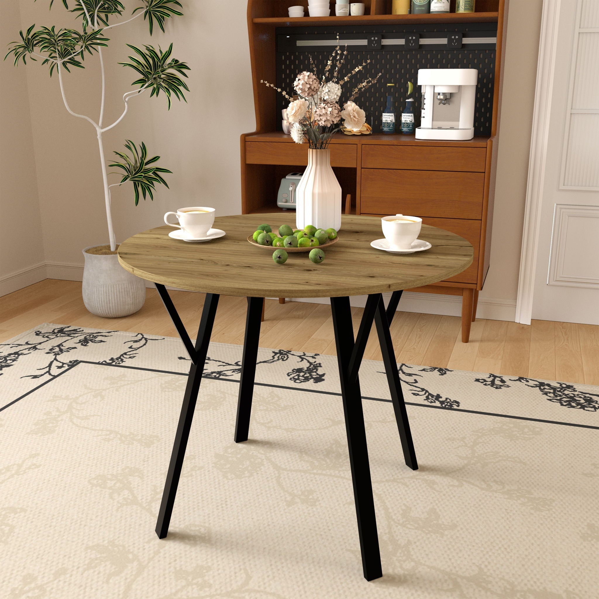 Round Dining Table - Rustic Brown