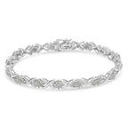 .925 Sterling Silver 1-1/2 Cttw Diamond Cluster X Link 7" Tennis Bracelet (I-J color, I3 clarity)