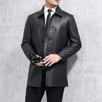 Button Up Leather Coat // Black