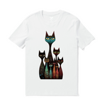 Hawaiian Tee For Men Happy Cats Tee Crew Neck 100% Cotton - WHITE