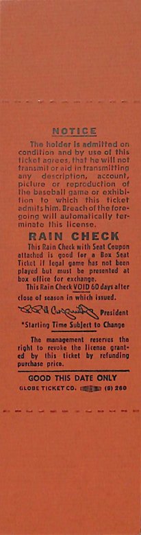 October 1, 1970 Full Ticket Final Game Phillies Connie Mack Stadium 187841