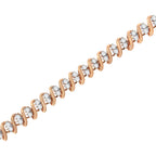 14KT Rose Gold Plated Sterling Silver Diamond S Link Tennis Bracelet (2 cttw, J-K Color, I1-I2 Clarity) - Size 7.5"