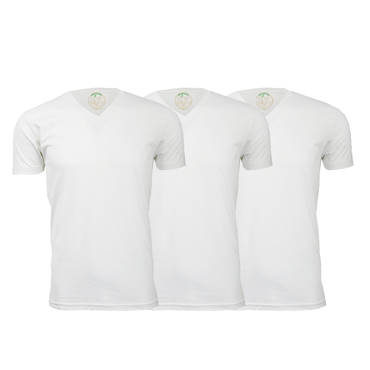 Semi-Fitted V Neck T-Shirt // White // Pack of 3