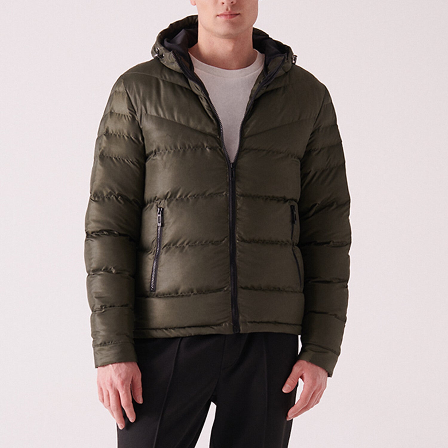 Water Repellent Windproof Quilted Coat // Olive