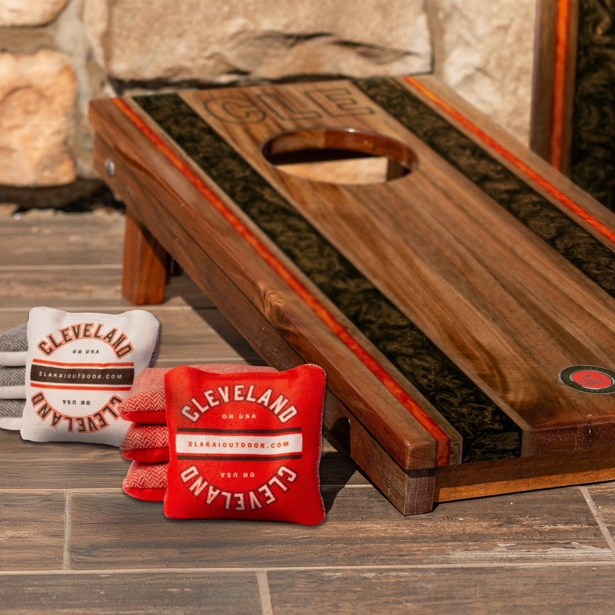 1ft x 2ft Gameday Teams Epoxy Resin Wood Compact Travel Cornhole Board Set