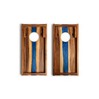 1ft x 2ft Resin & Wood Travel Cornhole Set | Live Edge River Collection