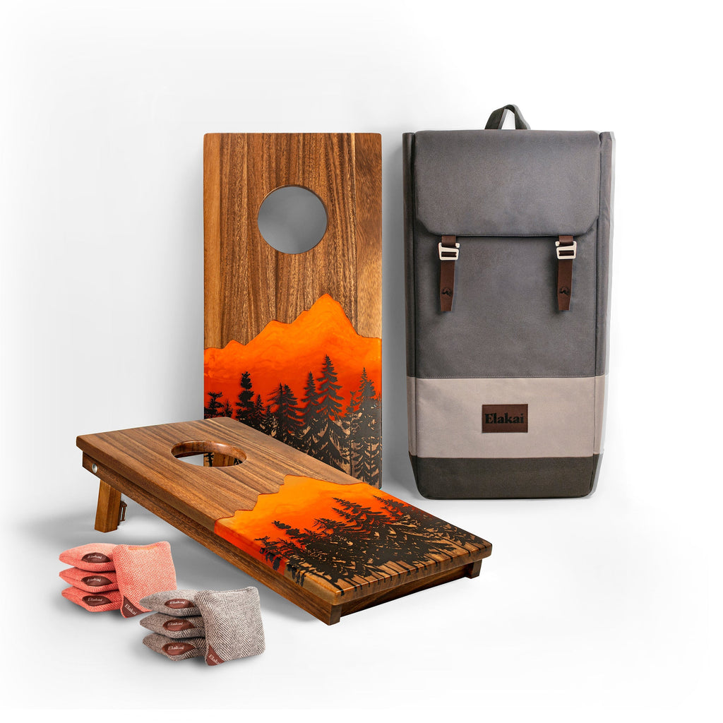 1ft x 2ft Resin & Wood Travel Cornhole Set | Mountain Collection