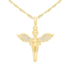 Cubic Zirconia Angel Pendant 14K Gold Filled Necklace Set