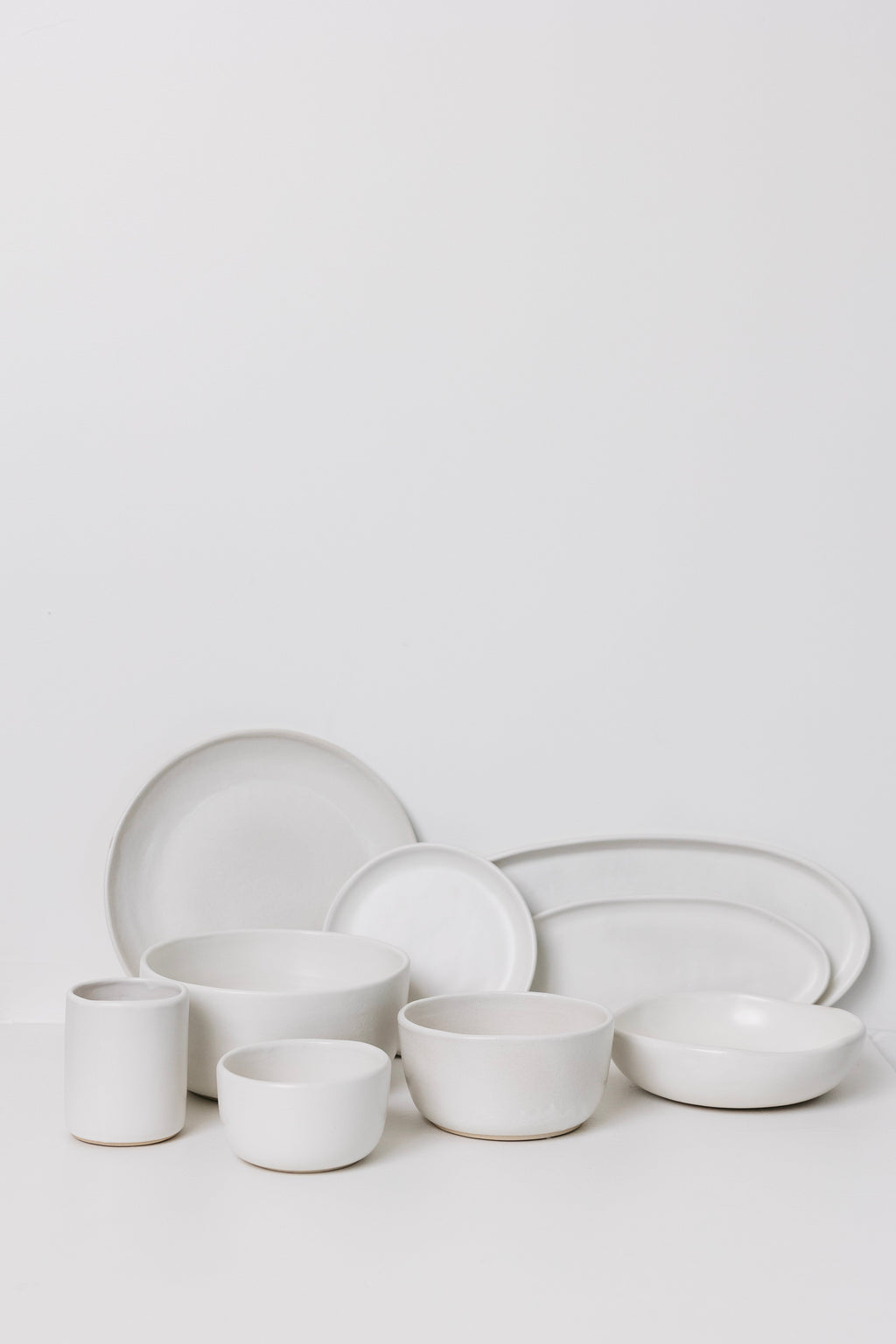 Ines Oval Lipped Serving Plate - Matte White - Set of 2