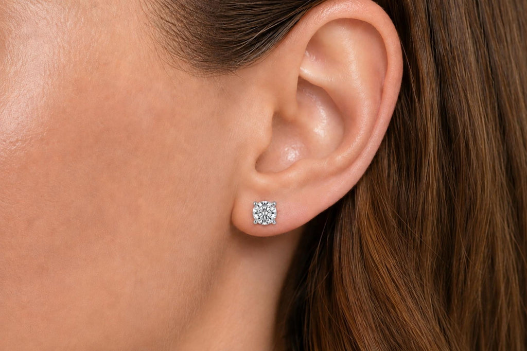 IGI Certified 14K Gold Lab Grown Diamond Solitaire Stud Earrings