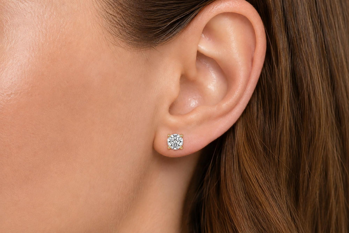 IGI Certified 14K Gold Lab Grown Diamond Solitaire Stud Earrings