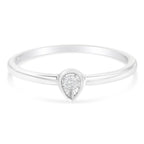 .925 Sterling Silver 1/20 Carat Diamond Teardrop Pear-Shaped Miracle Set Petite Fashion Promise Ring (J-K Color, I1-I2 Clarity) - Size 6