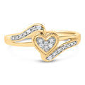 14K Yellow Gold Plated .925 Sterling Silver Diamond Accent Filigree Heart Promise Ring (I-J Color, I3 Clarity)- Size 7