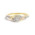 10K Yellow Gold 1/10 Cttw Diamond Swirl and Halo Promise Ring (I-J Color, I3 Clarity) - Size 7