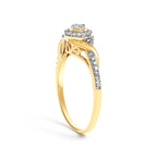 10K Yellow Gold 1/10 Cttw Diamond Swirl and Halo Promise Ring (I-J Color, I3 Clarity) - Size 7