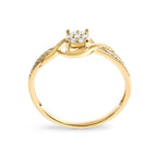 10K Yellow Gold Diamond Cluster Twisted Promise Ring