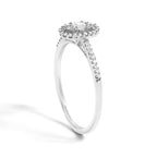 14K White Gold 1/5 Cttw Diamond Oval Shape With Halo Engagement Ring (H-I Color, I1-I2 Clarity) - Size 7
