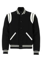Saint Laurent Men Black Wool Blend Bomber Jacket