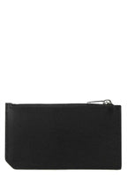 Saint Laurent Men Black Leather Card Holder