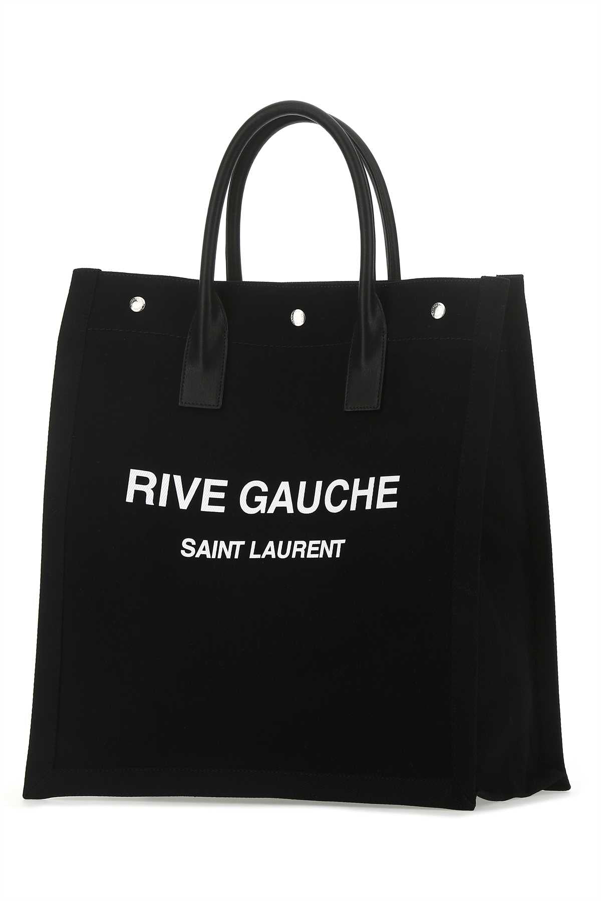Saint Laurent Men Black Canvas Rive Gauche Shopping Bag