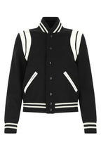 Saint Laurent Women Black Wool Blend Bomber Jacket