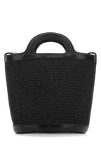 Marni Women Black Leather And Raffia Tropicalia Bucket Bag