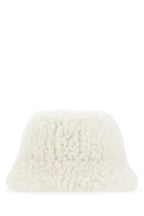 Prada Women Ivory Eco Shearling Hat