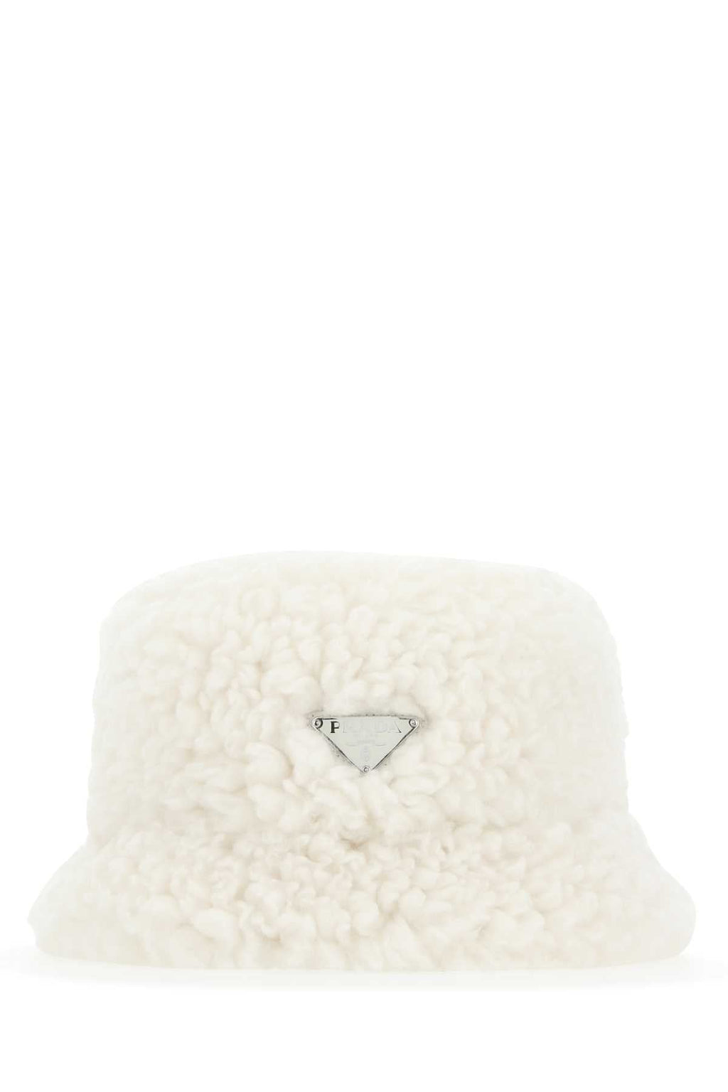 Prada Women Ivory Eco Shearling Hat
