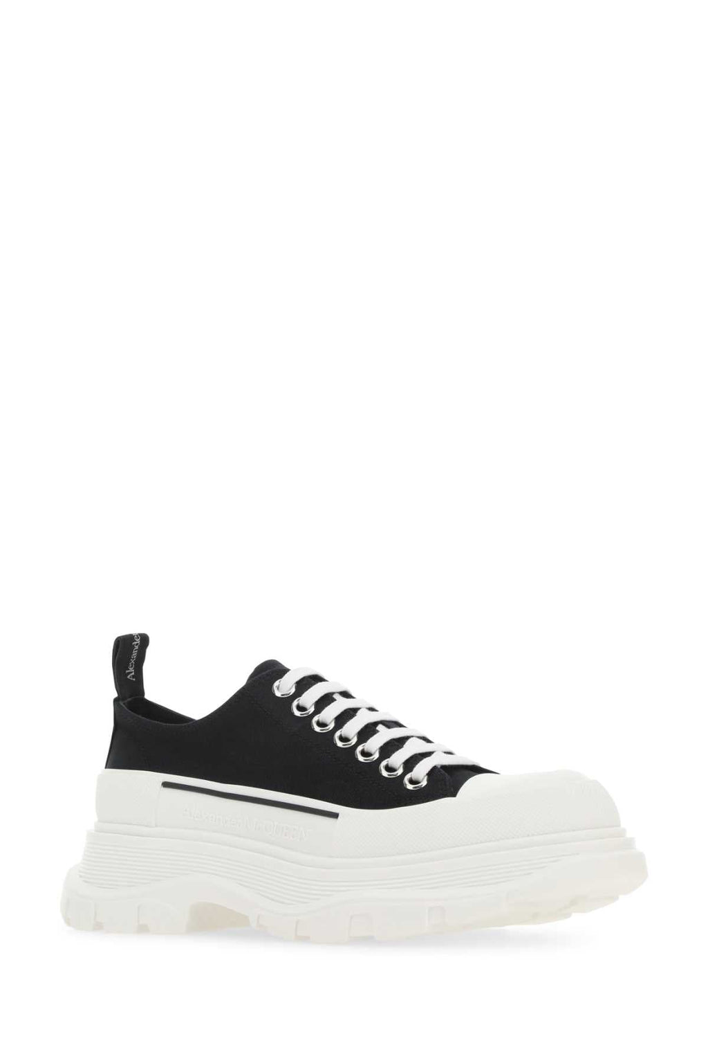 Alexander Mcqueen Women Black Canvas Tread Slick Sneakers