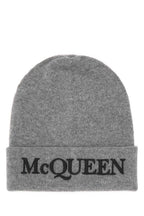 Alexander Mcqueen Men Grey Cashmere Beanie Hat