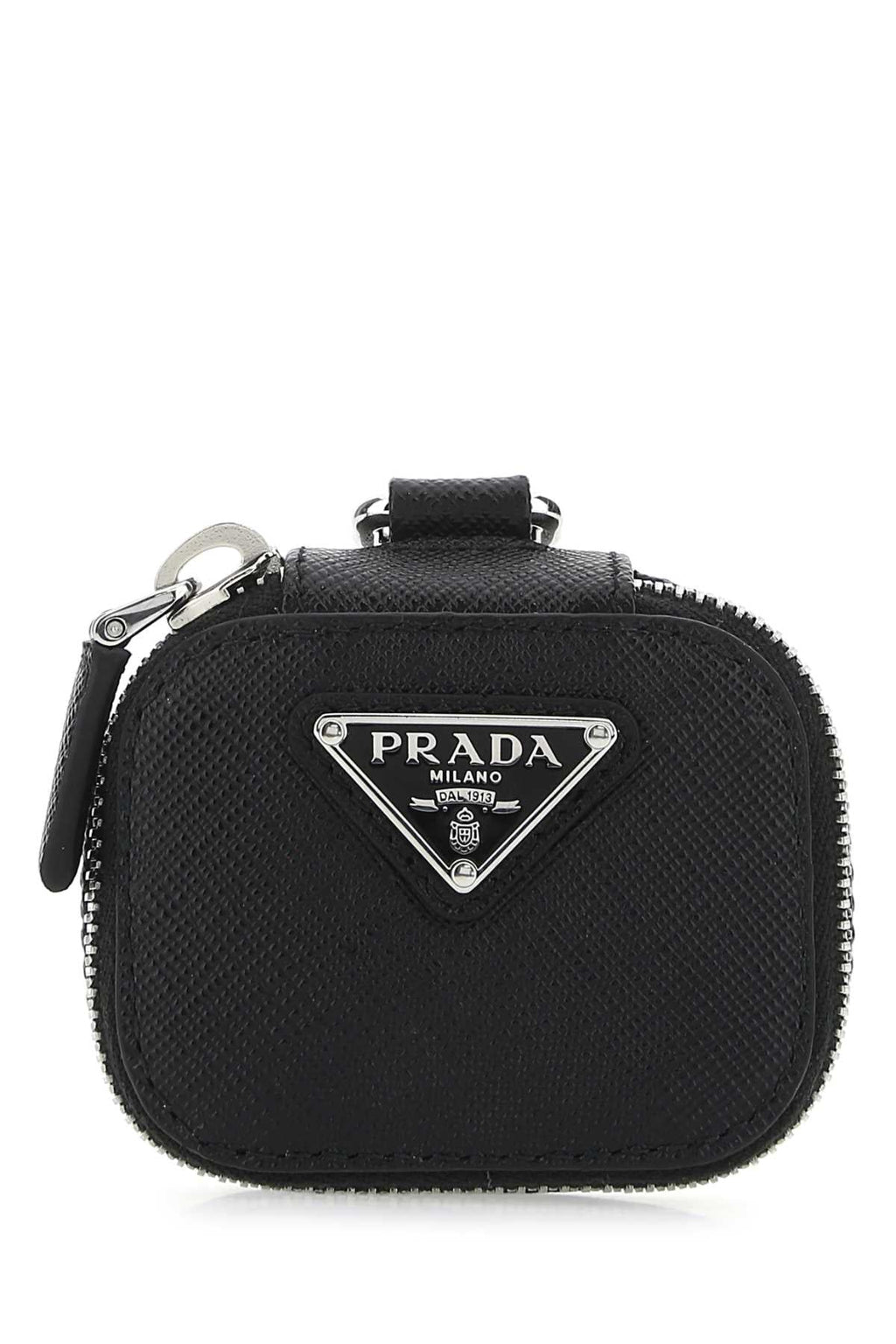 Prada Men Black Leather Air Pods Case