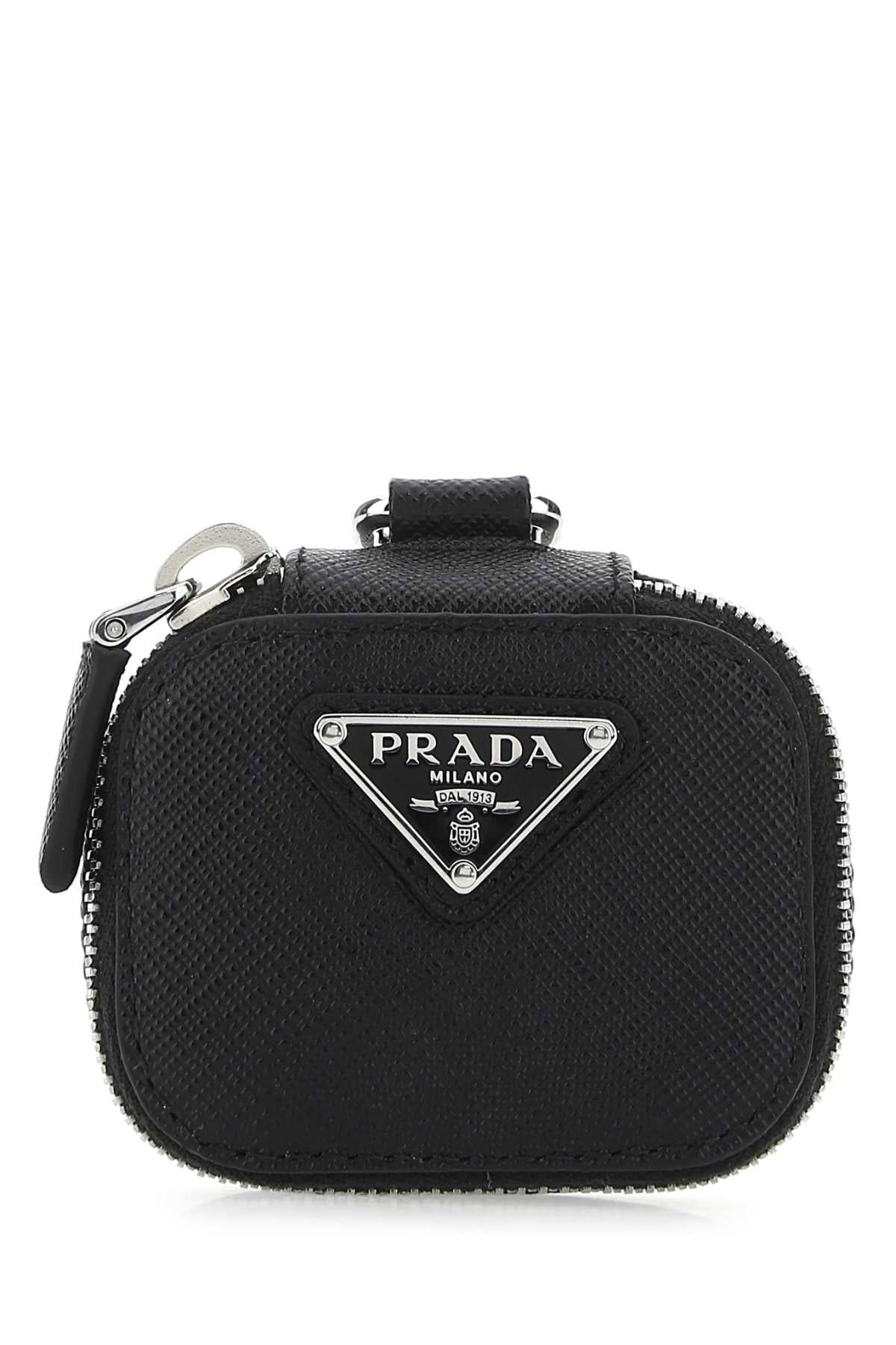 Prada Men Black Leather Air Pods Case