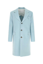 Bottega Veneta Women Pastel Light-Blue Tricotine Coat