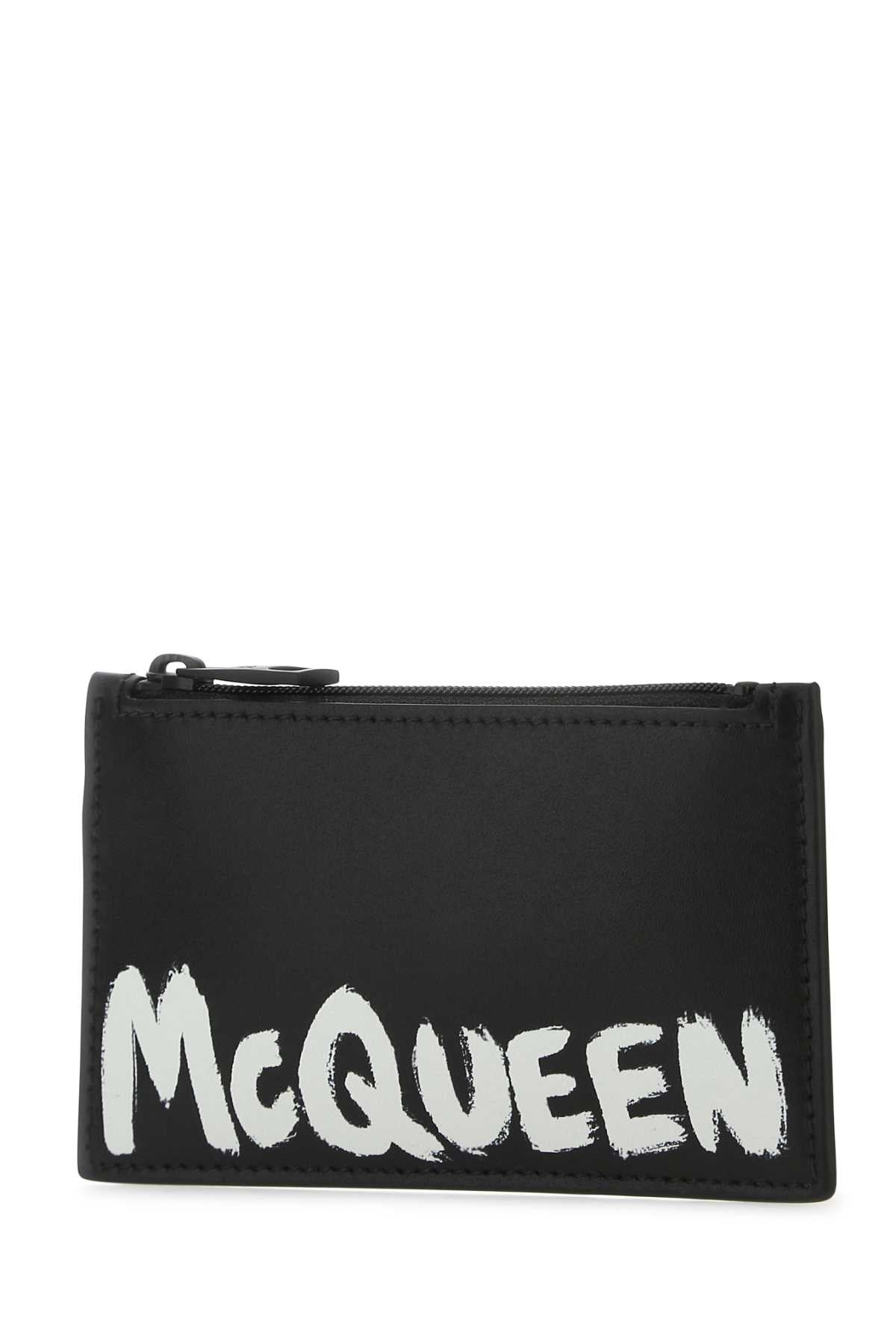 Alexander Mcqueen Men Black Leather Card Holder