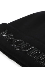 Alexander Mcqueen Men Black Cashmere Beanie Hat