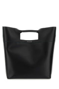 Alexander Mcqueen Men Black Leather The Square Bow Shopping Bag