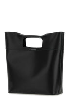 Alexander Mcqueen Men Black Leather The Square Bow Shopping Bag