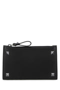Valentino Garavani Men Black Leather Rockstud Card Holder