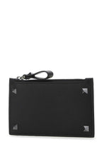 Valentino Garavani Men Black Leather Rockstud Card Holder