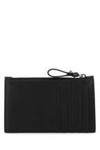 Valentino Garavani Men Black Leather Rockstud Card Holder