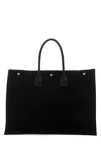 Saint Laurent Men Black Canvas Large Rive Gauche Shopping Bag